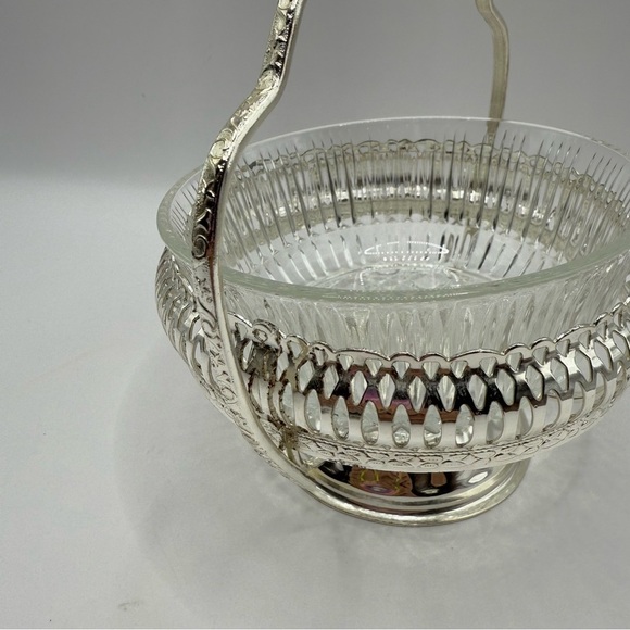 Vintage Mayell Silver Plated Crystal Condiment Jam Bowl w/ spoon Made in England - Picture 8 of 8